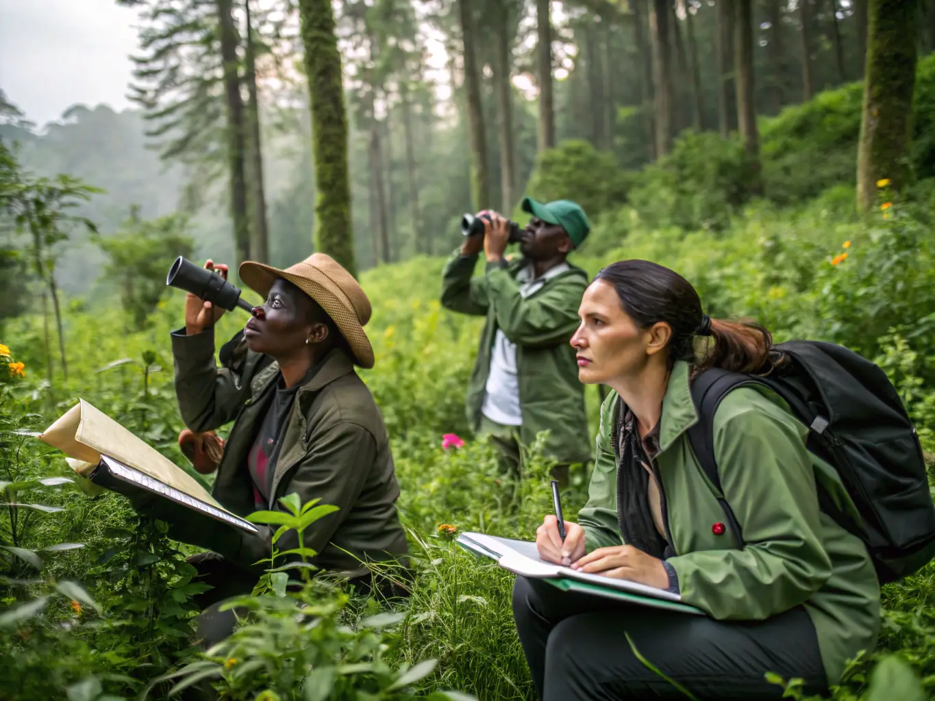 A photograph of ACCAGD members monitoring wildlife populations in their natural habitat, showcasing wildlife management programs.